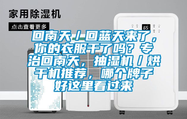回南天／回藍天來了，你的衣服干了嗎？專治回南天，抽濕機／烘干機推薦，哪個牌子好這里看過來
